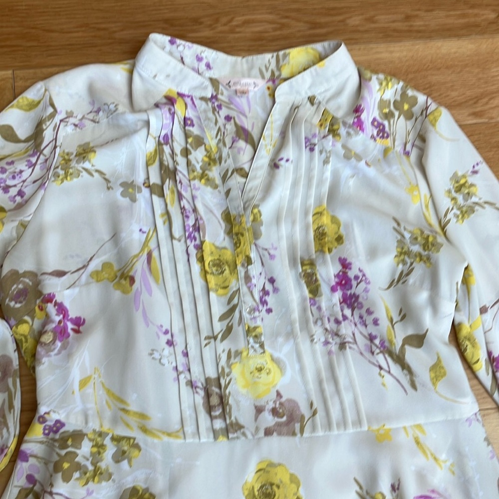 Nannette White Floral Long Sleeve Dress with Yellow & Purple Accents - Picture 4 of 10